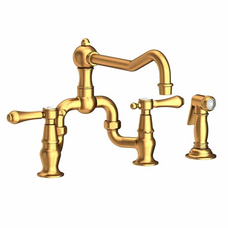 NEWPORT BRASS Kitchen Bridge Faucet With Side Spray in Satin Gold (Pvd) 9453-1/24S